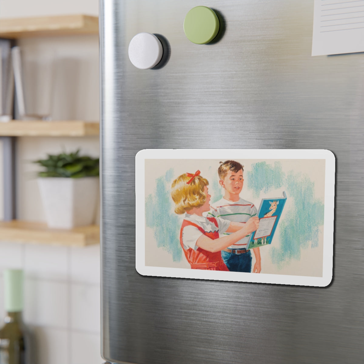 See, Dick and Jane illustration (Magazine Illustration) Refrigerator Magnet-The Sticker Space