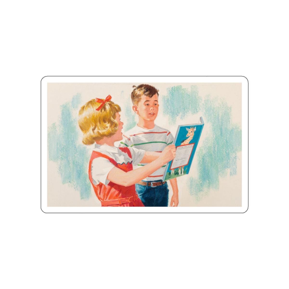 See, Dick and Jane illustration (Magazine Illustration) STICKER Vinyl Die-Cut Decal-White-The Sticker Space