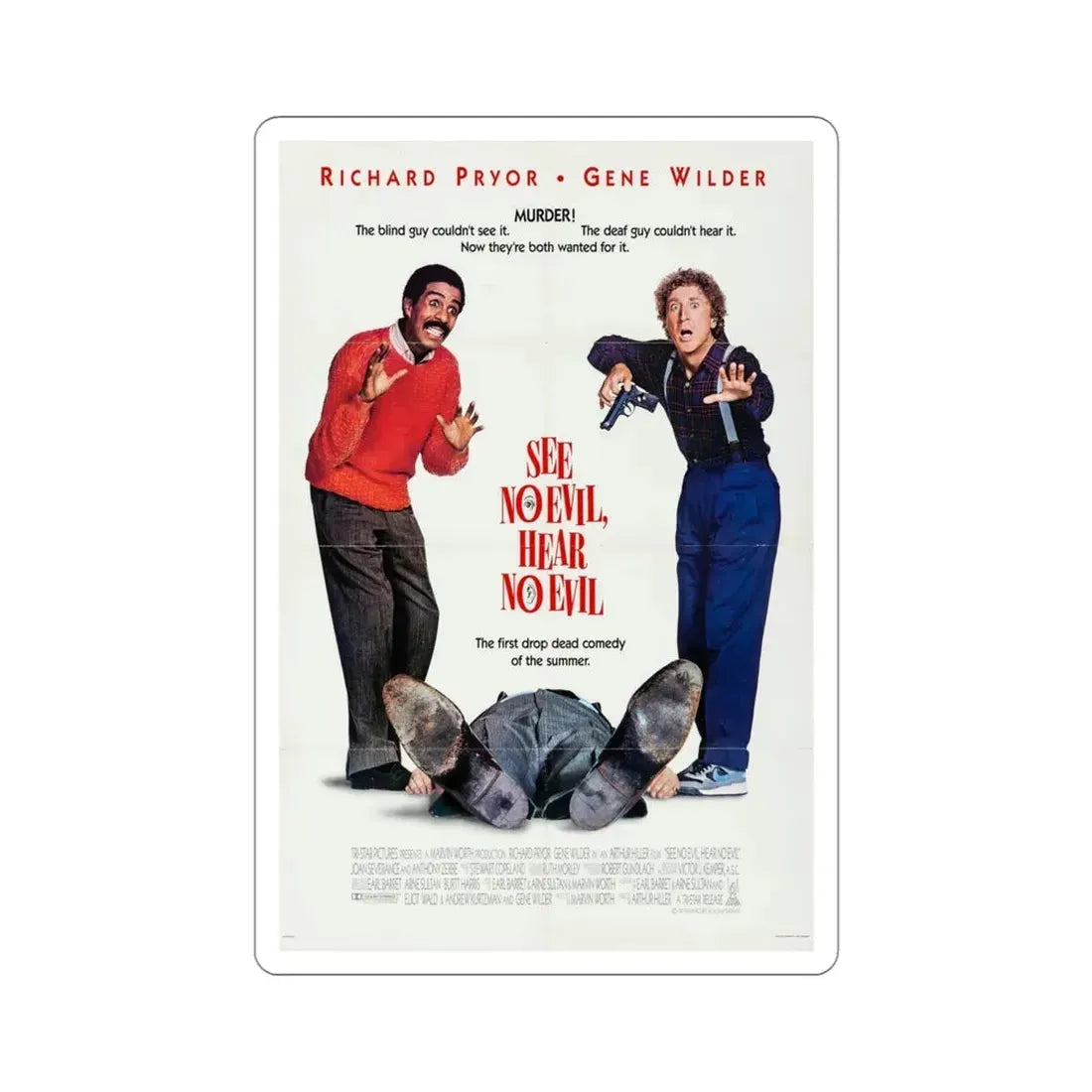 See No Evil, Hear No Evil 1989 Movie Poster STICKER Vinyl Die-Cut Decal 4 Inch - The Sticker Space