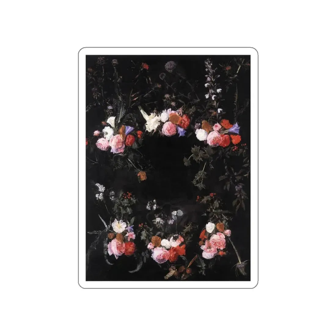SEGHERS, Daniel - Garland of Flowers (Artwork) STICKER Vinyl Die-Cut Decal White Die-Cut 3 Inch - The Sticker Space