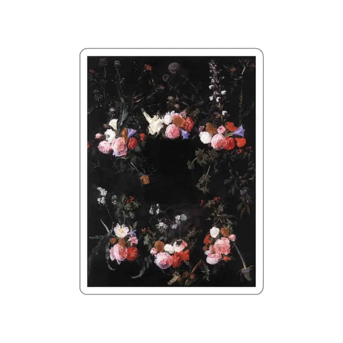 SEGHERS, Daniel - Garland of Flowers (Artwork) STICKER Vinyl Die-Cut Decal White Die-Cut 6 Inch - The Sticker Space