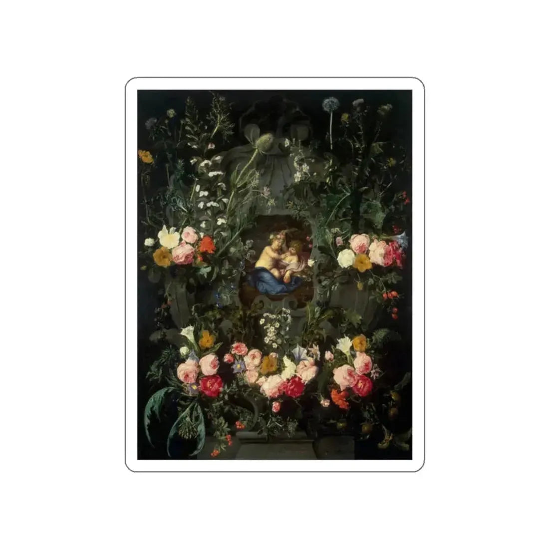 SEGHERS, Daniel - Garland of Flowers1 (Artwork) STICKER Vinyl Die-Cut Decal White Die-Cut 2 Inch - The Sticker Space