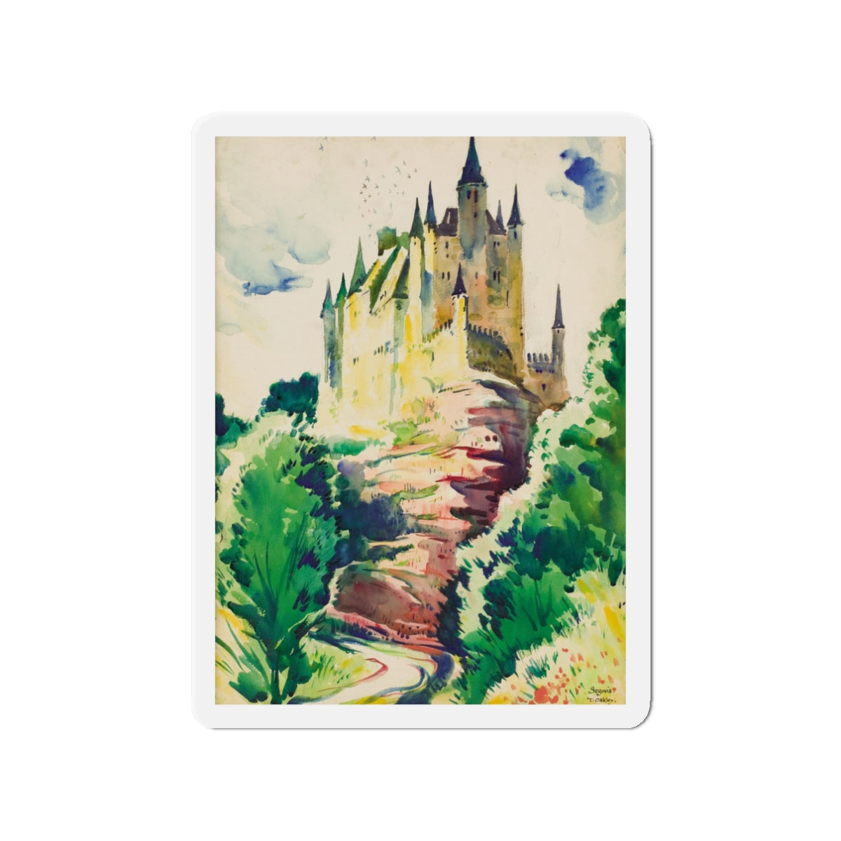 Segovia, Spain (Magazine Illustration) Refrigerator Magnet-3" x 3"-The Sticker Space