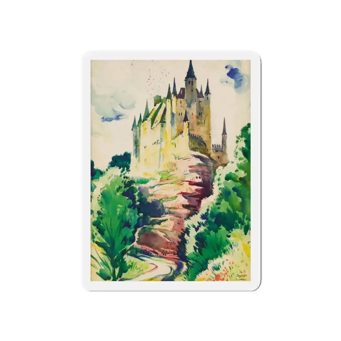Segovia, Spain (Magazine Illustration) Refrigerator Magnet 5 Inch Die-Cut - The Sticker Space