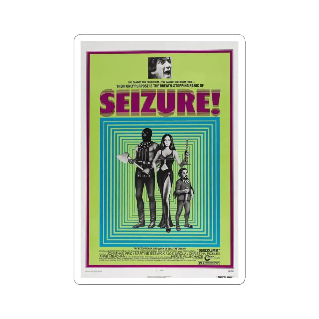 SEIZURE 1974 Movie Poster - STICKER Vinyl Kiss-Cut Decal 4 Inch White - The Sticker Space