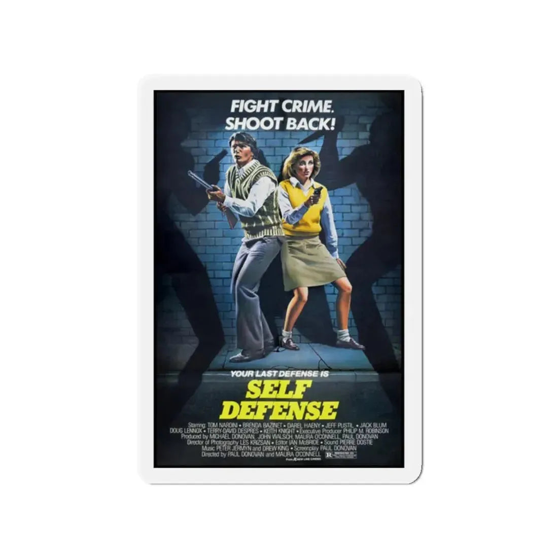 SELF DEFENSE (NIGHT WARRIORS) 1983 Movie Poster - Refrigerator Magnet 2 Inch Die-Cut - The Sticker Space