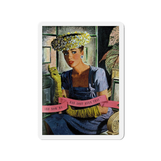 Send In Your Answer, Good Housekeeping, July 1945 (Magazine Illustration) Refrigerator Magnet-2" x 2"-The Sticker Space