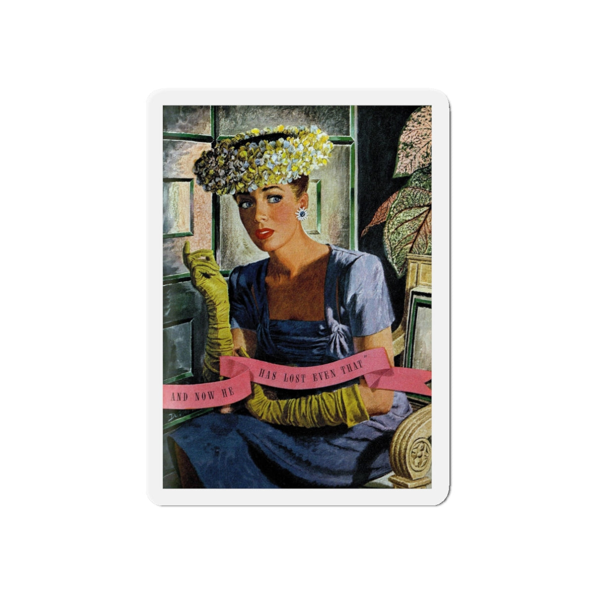 Send In Your Answer, Good Housekeeping, July 1945 (Magazine Illustration) Refrigerator Magnet-3" x 3"-The Sticker Space