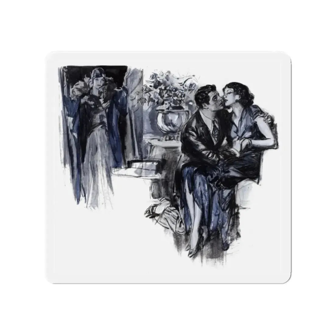 Sense of Humor (2), Cosmopolitan, October 1930 (Magazine Illustration) Refrigerator Magnet 2 Inch Die-Cut - The Sticker Space