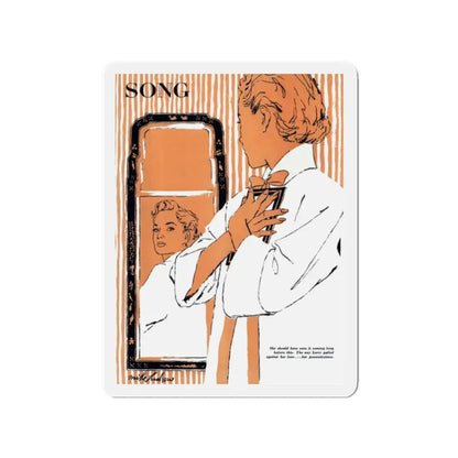 September's Sad Song, Redbook, September 1954 (Magazine Illustration) Refrigerator Magnet 2 Inch Die-Cut - The Sticker Space