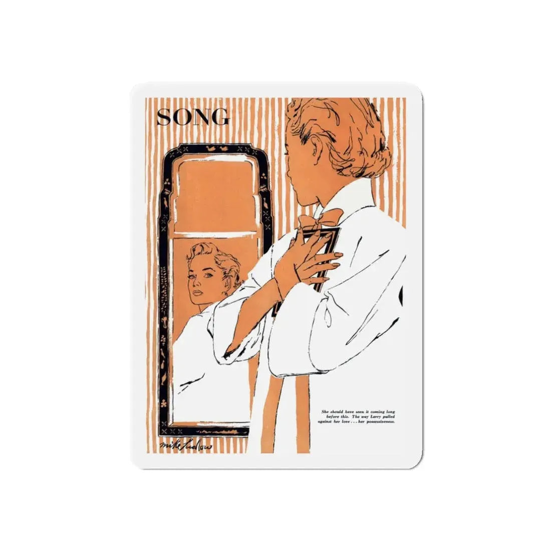 September's Sad Song, Redbook, September 1954 (Magazine Illustration) Refrigerator Magnet 3 Inch Die-Cut - The Sticker Space