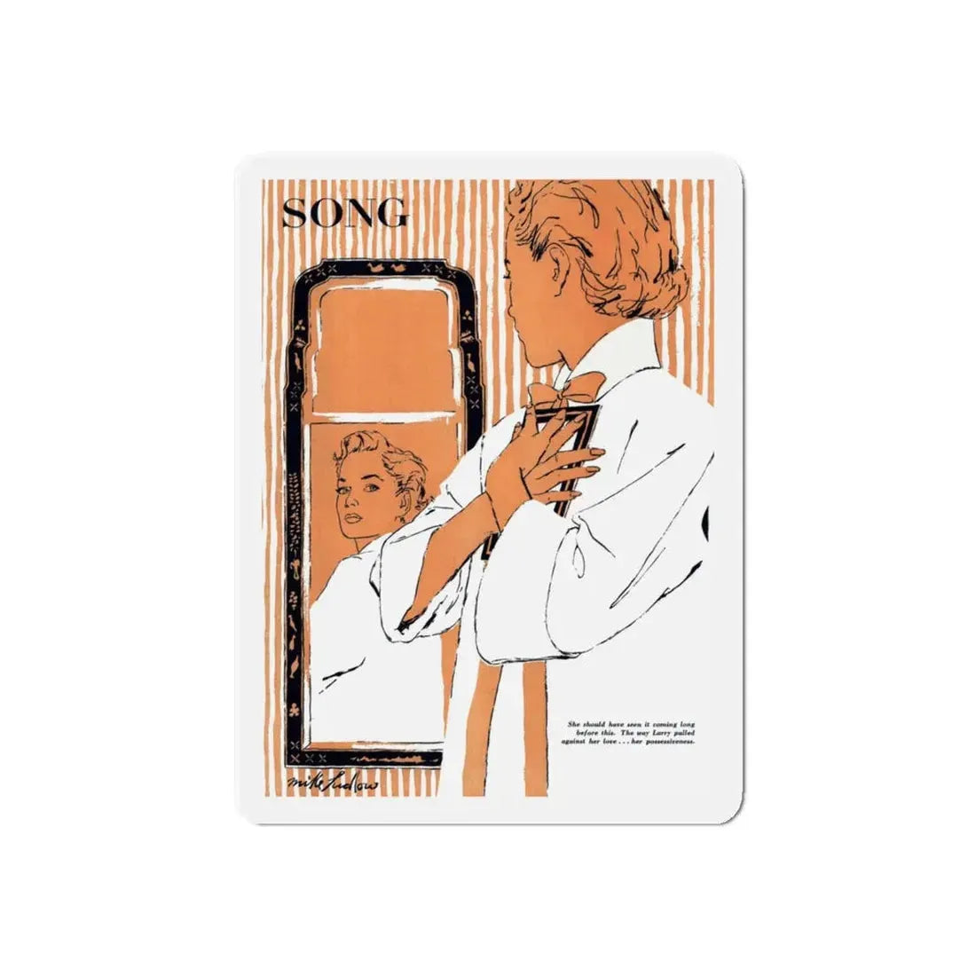 September's Sad Song, Redbook, September 1954 (Magazine Illustration) Refrigerator Magnet 4 Inch Die-Cut - The Sticker Space