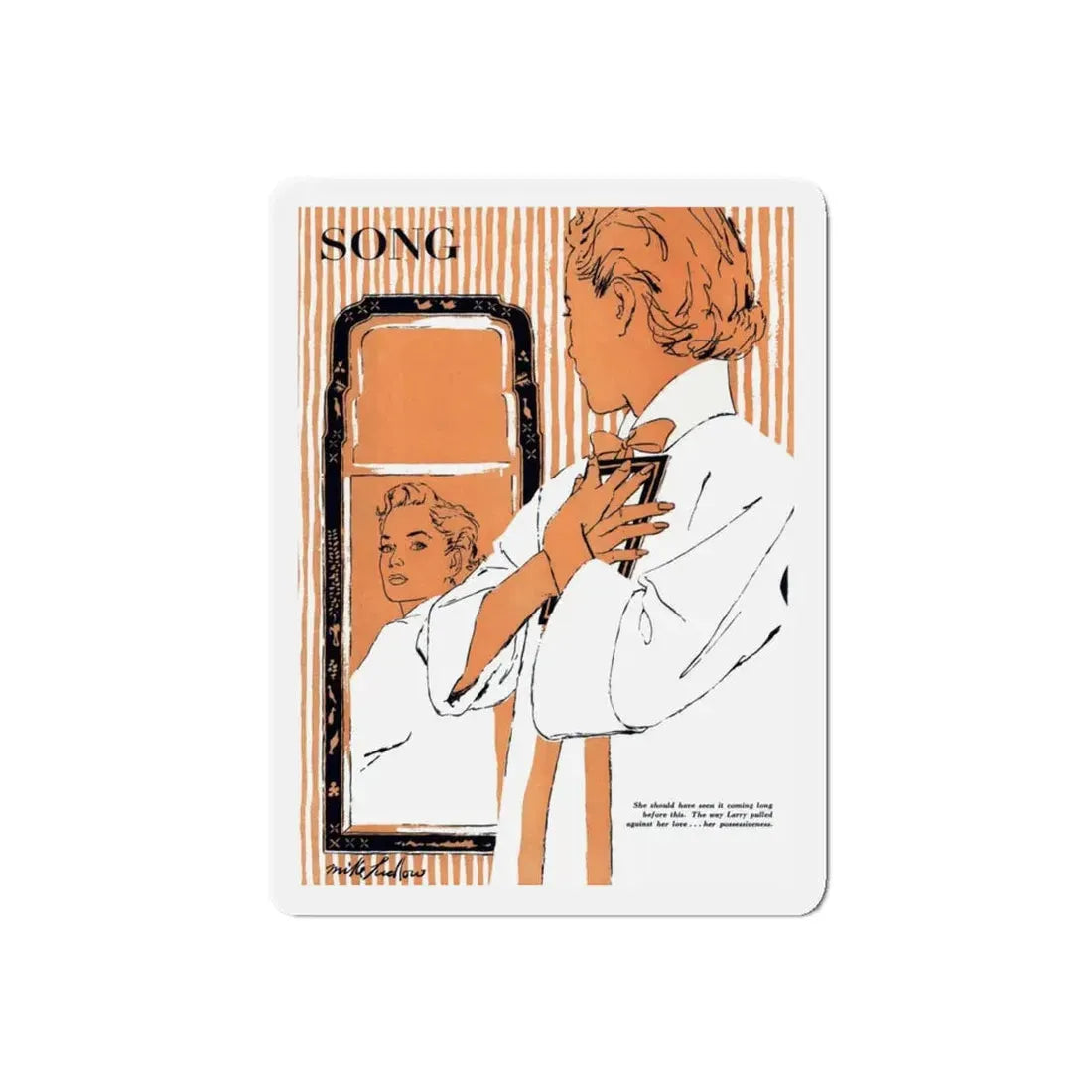 September's Sad Song, Redbook, September 1954 (Magazine Illustration) Refrigerator Magnet 5 Inch Die-Cut - The Sticker Space