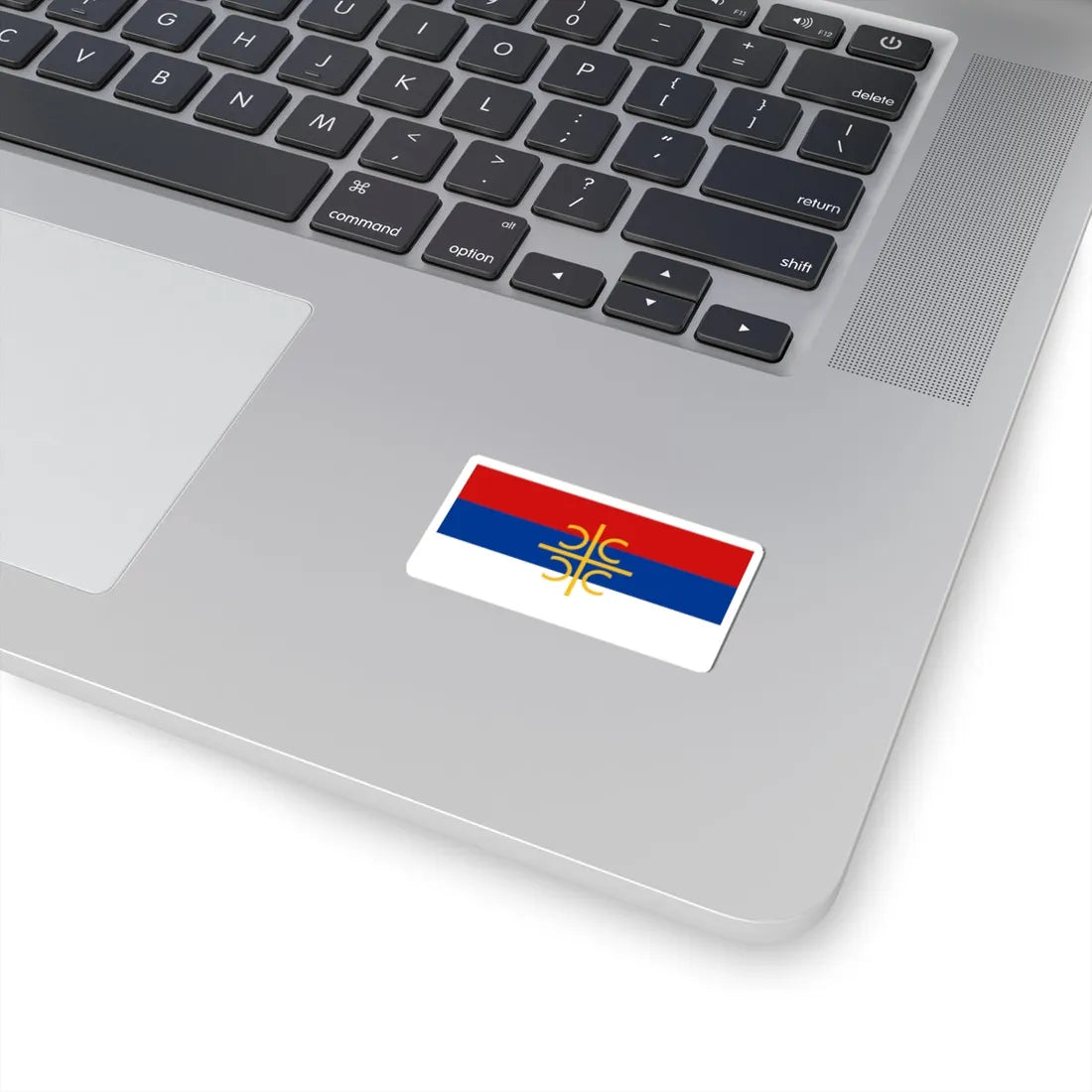 Serb flag with cross and firesteels (Serbia) STICKER Vinyl Kiss-Cut Decal - The Sticker Space