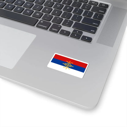 Serb flag with cross and firesteels (Serbia) STICKER Vinyl Kiss-Cut Decal - The Sticker Space