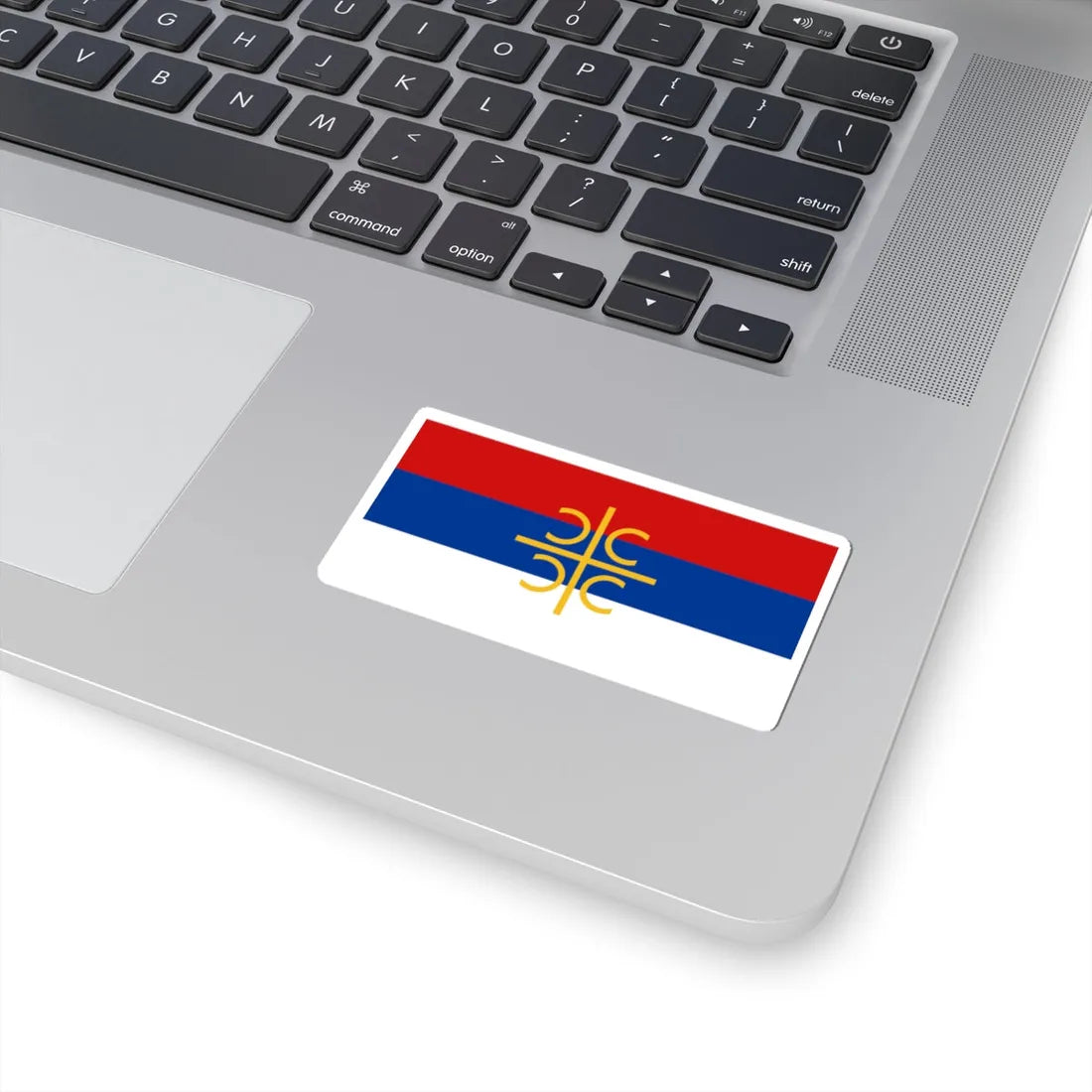 Serb flag with cross and firesteels (Serbia) STICKER Vinyl Kiss-Cut Decal - The Sticker Space