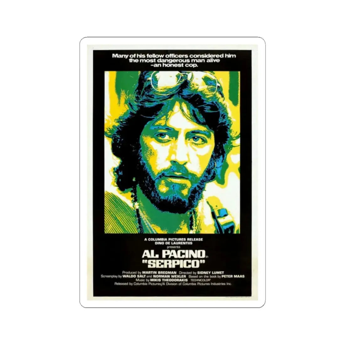 Serpico 1973 Movie Poster - STICKER Vinyl Kiss-Cut Decal 2 Inch White - The Sticker Space