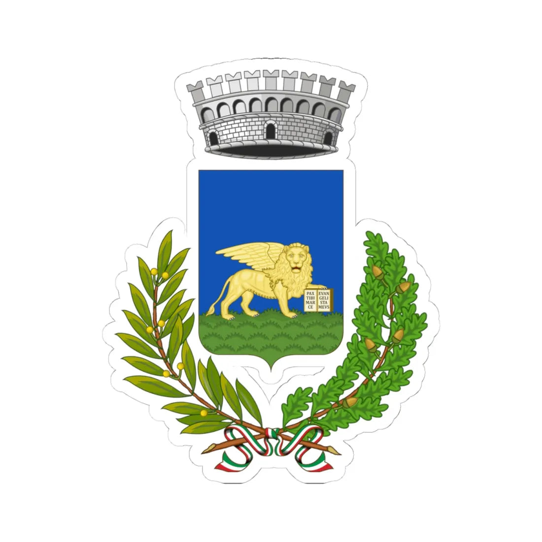 Servigliano-Stemma (Italy) (Coat of Arms) STICKER Vinyl Kiss-Cut Decal 4 Inch White - The Sticker Space