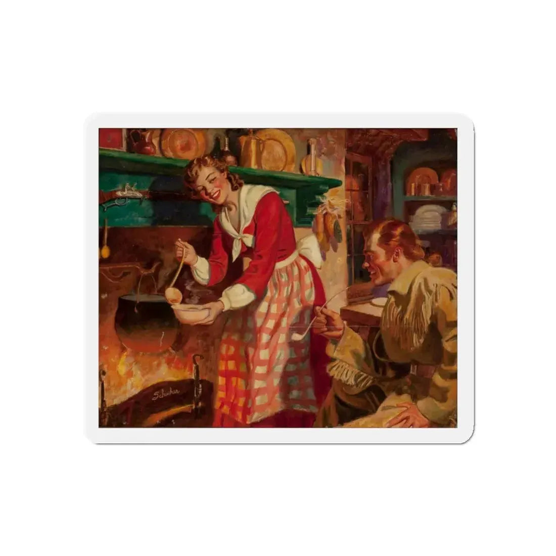 Serving Soup (Magazine Illustration) Refrigerator Magnet 3 Inch Die-Cut - The Sticker Space