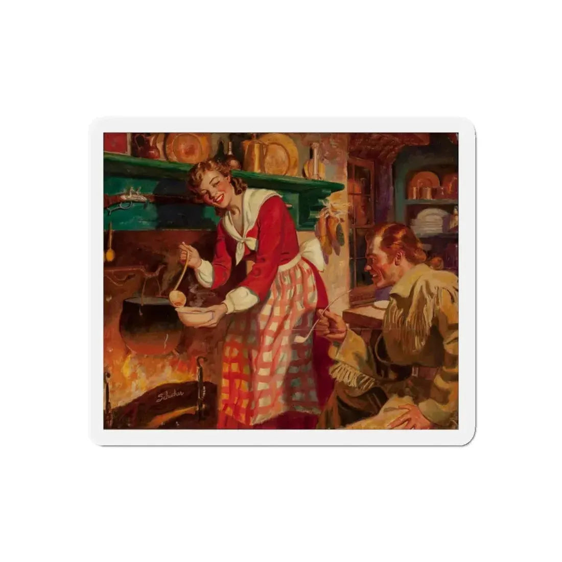 Serving Soup (Magazine Illustration) Refrigerator Magnet 4 Inch Die-Cut - The Sticker Space