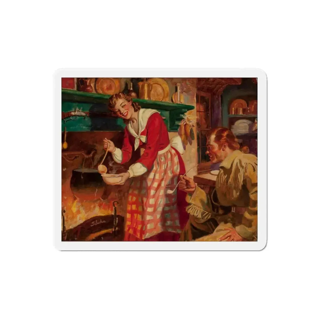 Serving Soup (Magazine Illustration) Refrigerator Magnet 6 Inch Die-Cut - The Sticker Space