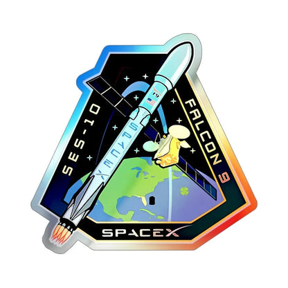 SES-10 (SpaceX) Holographic STICKER Die-Cut Vinyl Decal 4 Inch Holographic - The Sticker Space