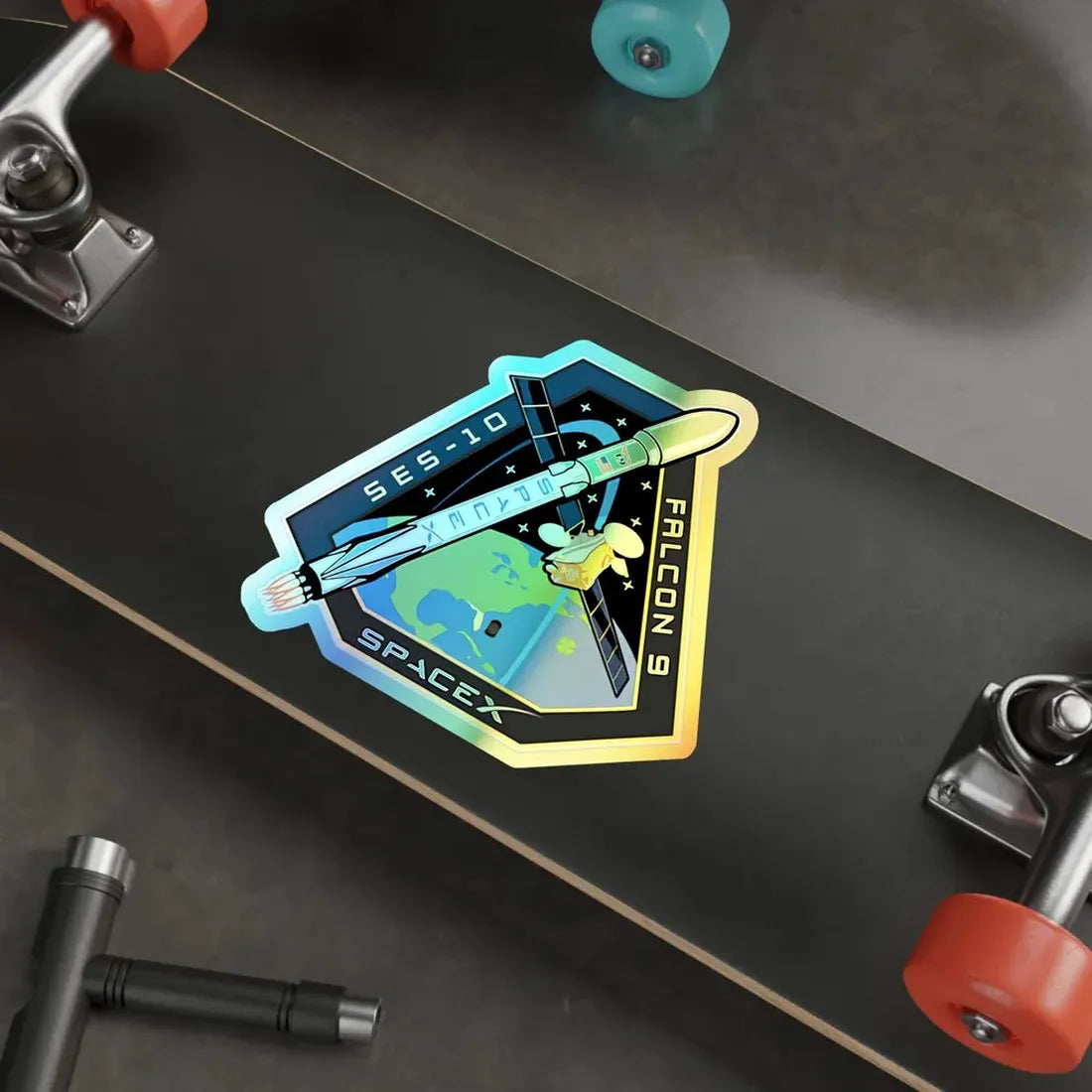 SES-10 (SpaceX) Holographic STICKER Die-Cut Vinyl Decal - The Sticker Space