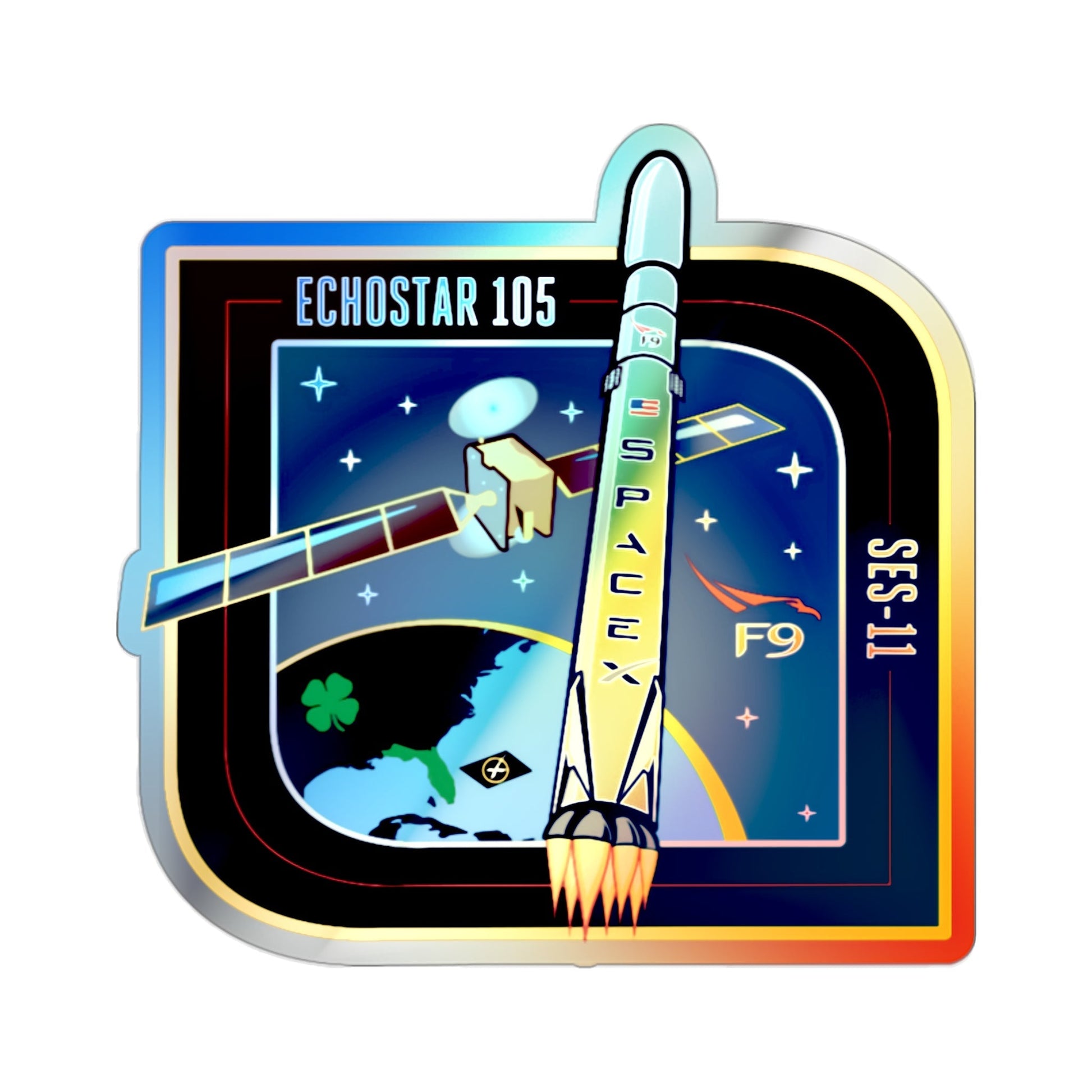 SES-11 (EchoStar 105) (SpaceX) Holographic STICKER Die-Cut Vinyl Decal-2 Inch-The Sticker Space