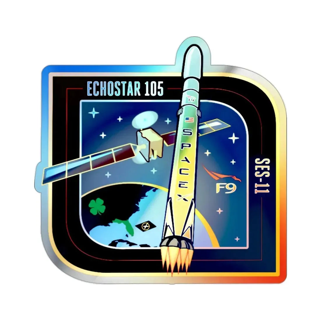 SES-11 (EchoStar 105) (SpaceX) Holographic STICKER Die-Cut Vinyl Decal 2 Inch - The Sticker Space