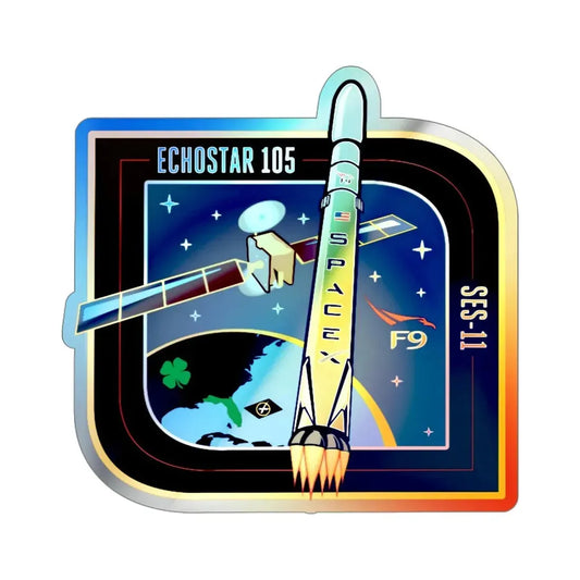 SES-11 (EchoStar 105) (SpaceX) Holographic STICKER Die-Cut Vinyl Decal 6 Inch - The Sticker Space