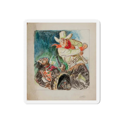 Set of five story illustrations (3) (Magazine Illustration) Refrigerator Magnet 4 Inch Die-Cut - The Sticker Space