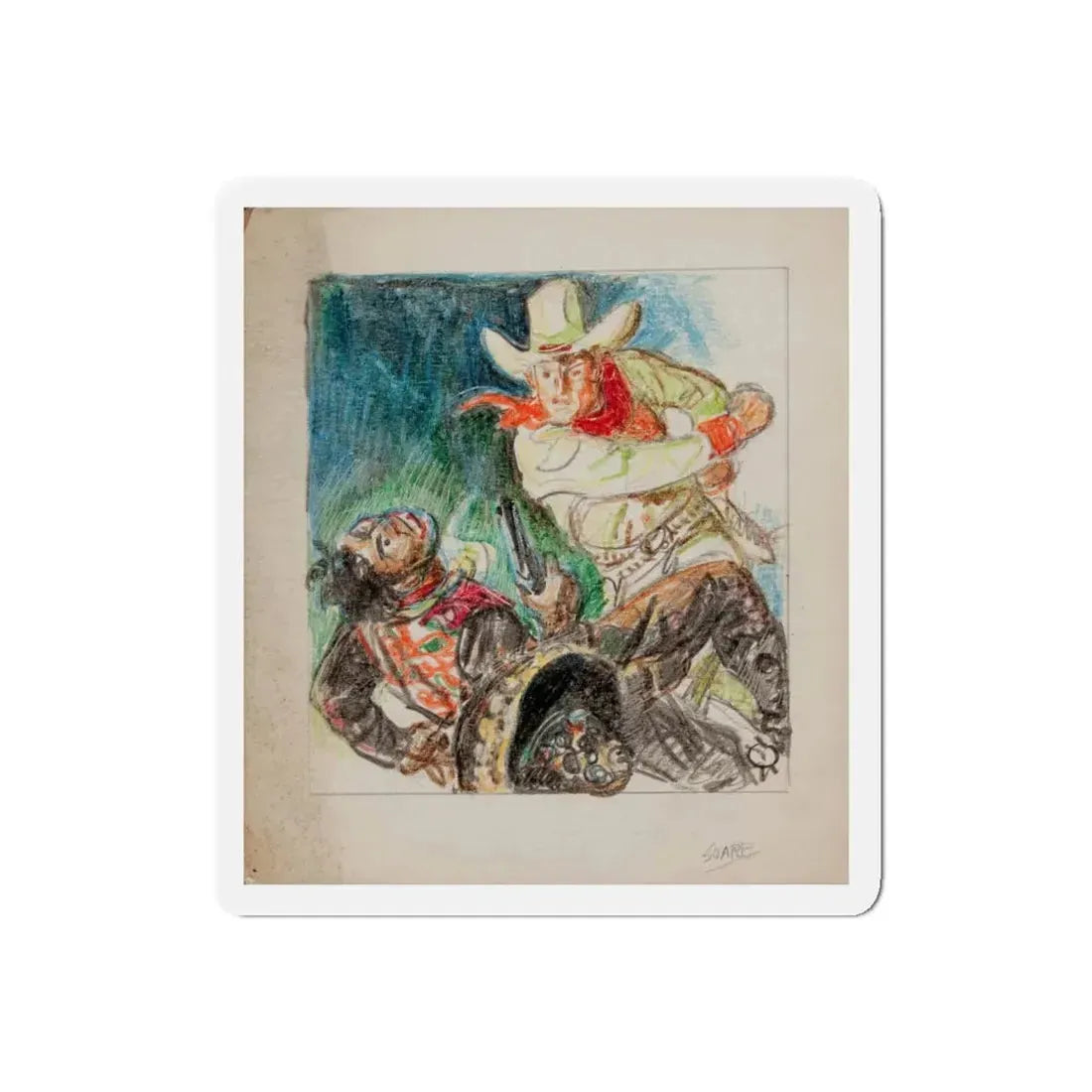 Set of five story illustrations (3) (Magazine Illustration) Refrigerator Magnet 5 Inch Die-Cut - The Sticker Space