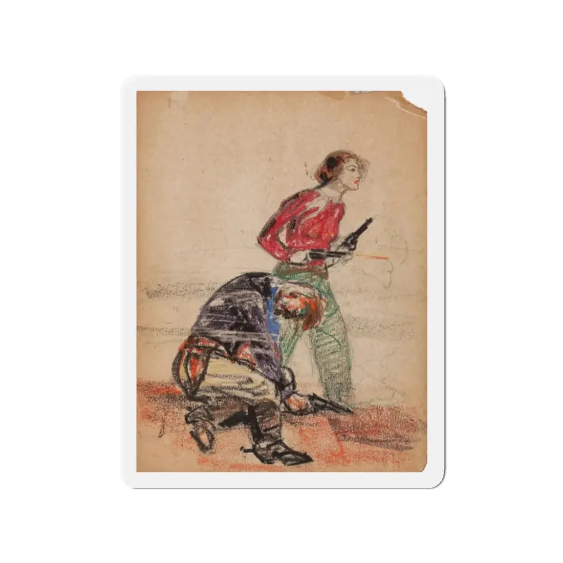 Set of six story illustrations (6) (Magazine Illustration) Refrigerator Magnet 2 Inch Die-Cut - The Sticker Space