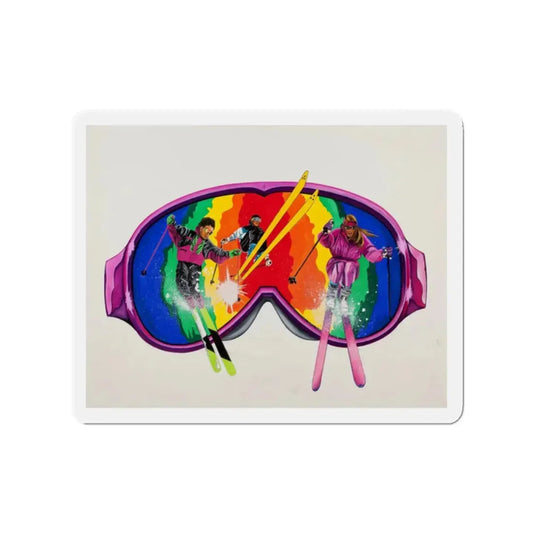 Set of three (1) ski advertisement posters (Magazine Illustration) Refrigerator Magnet 2 Inch Die-Cut - The Sticker Space