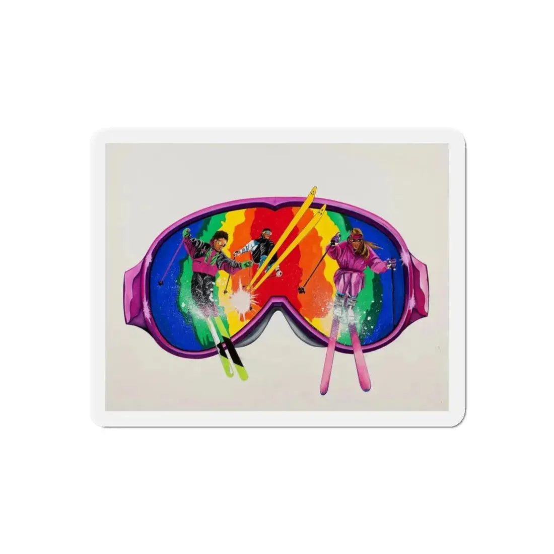 Set of three (1) ski advertisement posters (Magazine Illustration) Refrigerator Magnet 5 Inch Die-Cut - The Sticker Space