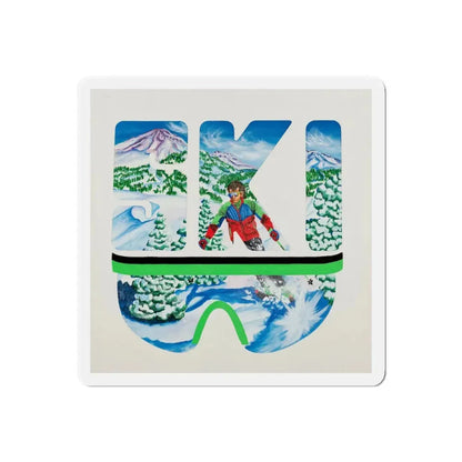 Set of three (2) ski advertisement posters (Magazine Illustration) Refrigerator Magnet 6 Inch Die-Cut - The Sticker Space