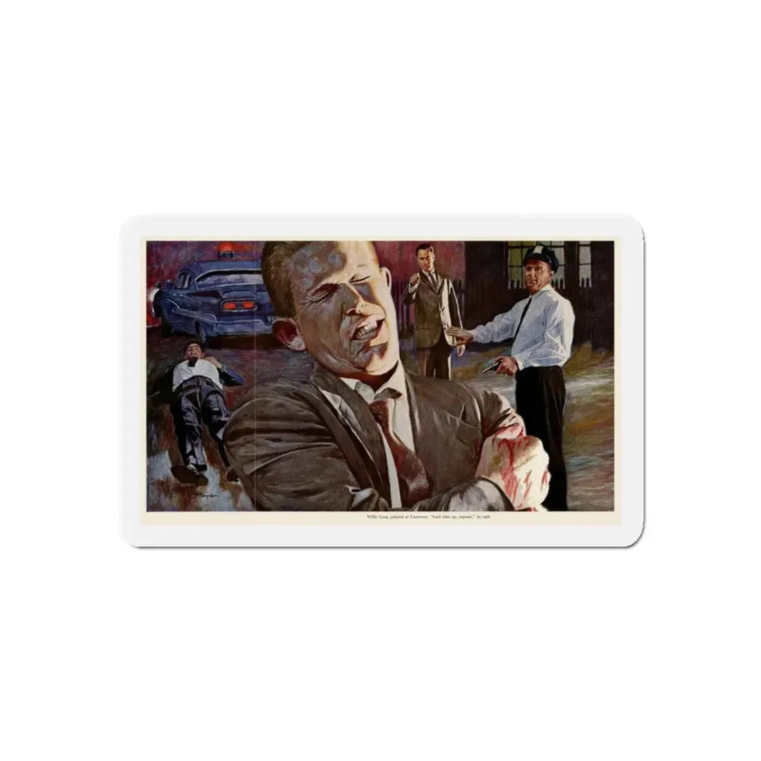 Set Up For Murder, 1959 (Magazine Illustration) Refrigerator Magnet 4 Inch Die-Cut - The Sticker Space