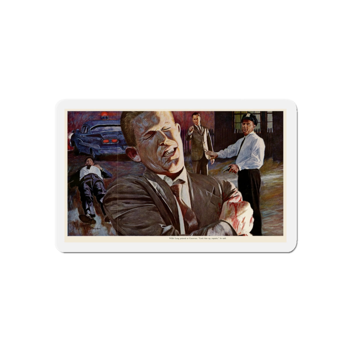 Set Up For Murder, 1959 (Magazine Illustration) Refrigerator Magnet-4" x 4"-The Sticker Space