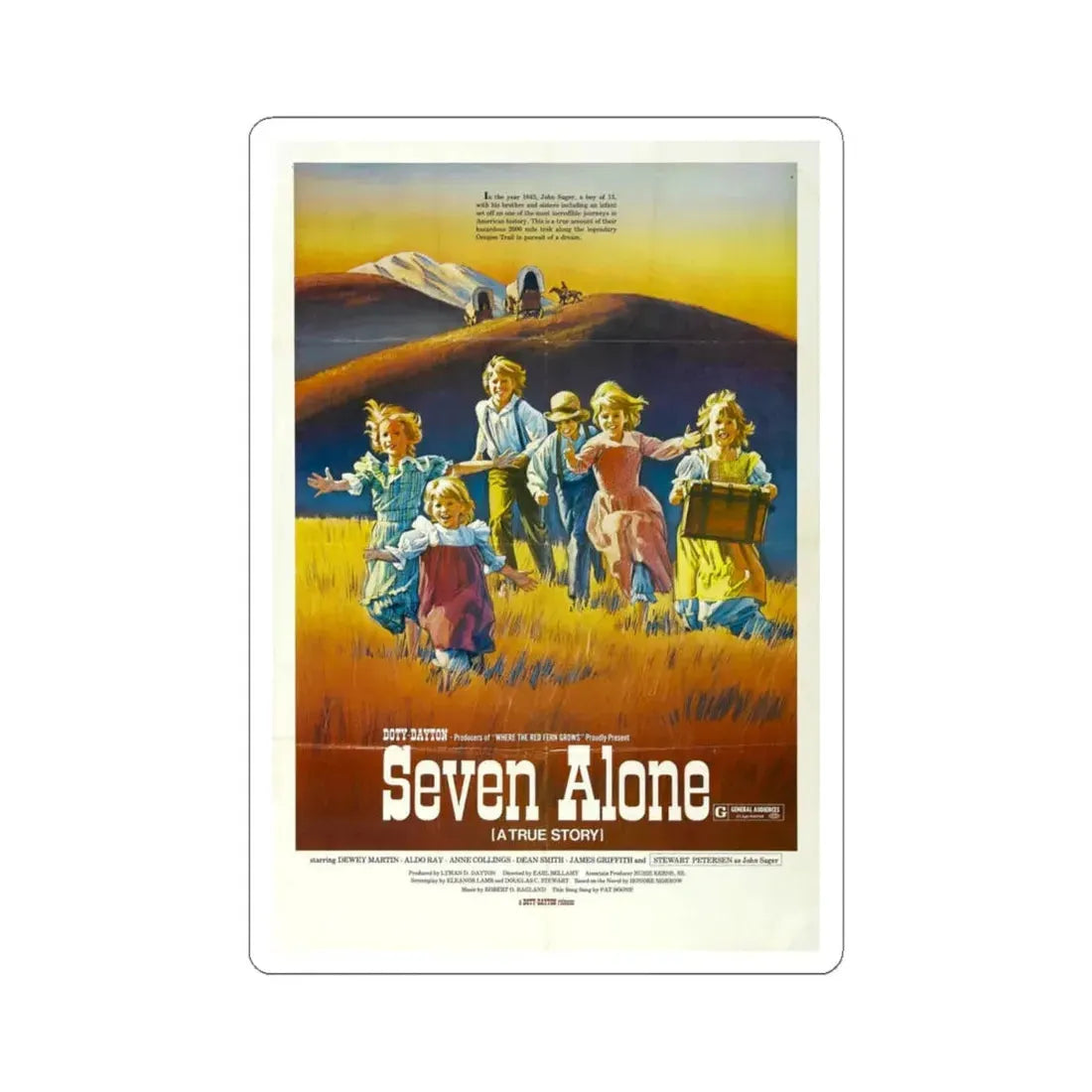 Seven Alone 1974 Movie Poster - STICKER Vinyl Kiss-Cut Decal 4 Inch White - The Sticker Space