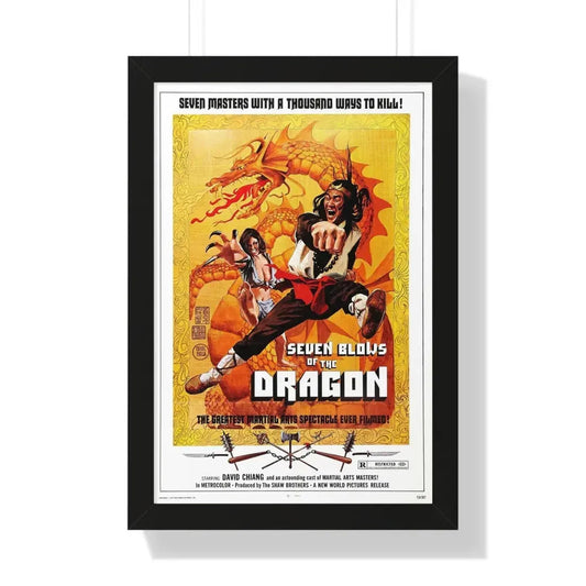 SEVEN BLOWS OF THE DRAGON 1972 - Framed Movie Poster 16″ x 24″ Black - The Sticker Space