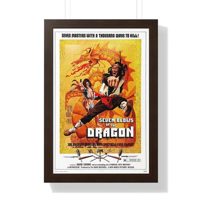 SEVEN BLOWS OF THE DRAGON 1972 - Framed Movie Poster 16″ x 24″ Walnut - The Sticker Space