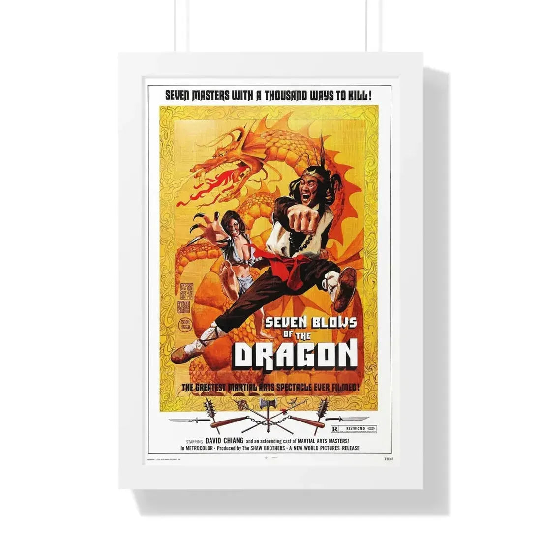 SEVEN BLOWS OF THE DRAGON 1972 - Framed Movie Poster 16″ x 24″ White - The Sticker Space
