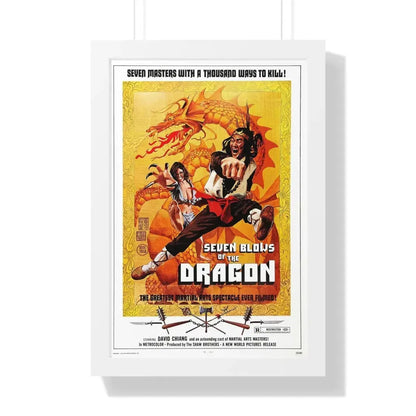 SEVEN BLOWS OF THE DRAGON 1972 - Framed Movie Poster 16″ x 24″ White - The Sticker Space