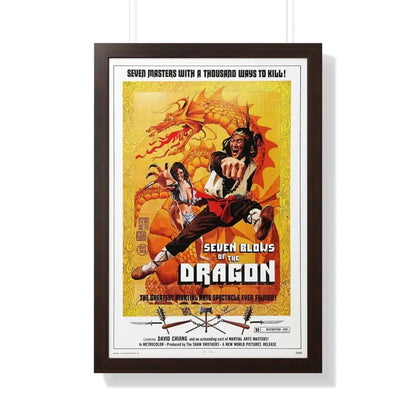 SEVEN BLOWS OF THE DRAGON 1972 - Framed Movie Poster 20" x 30" Walnut - The Sticker Space