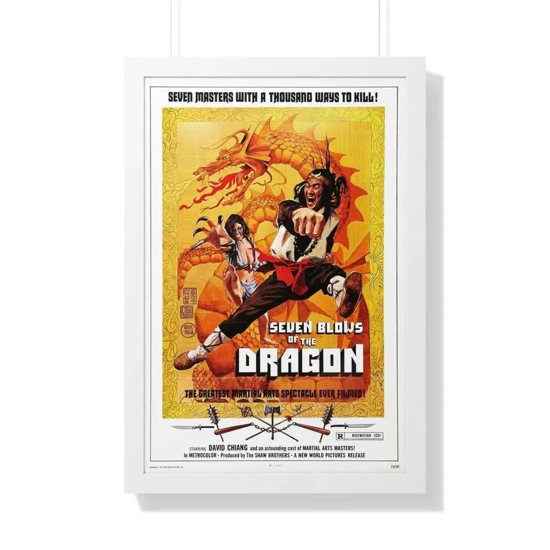 SEVEN BLOWS OF THE DRAGON 1972 - Framed Movie Poster 20" x 30" White - The Sticker Space