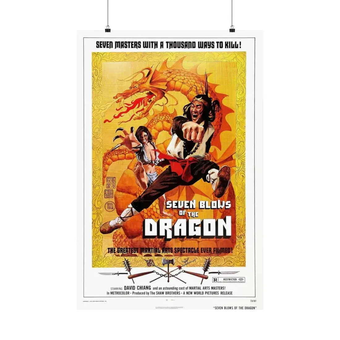 SEVEN BLOWS OF THE DRAGON 1972 - Paper Movie Poster 24″ x 36″ Matte - The Sticker Space
