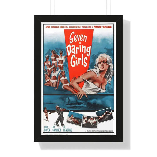 SEVEN DARING GIRLS 1960 - Framed Movie Poster 16″ x 24″ Black - The Sticker Space