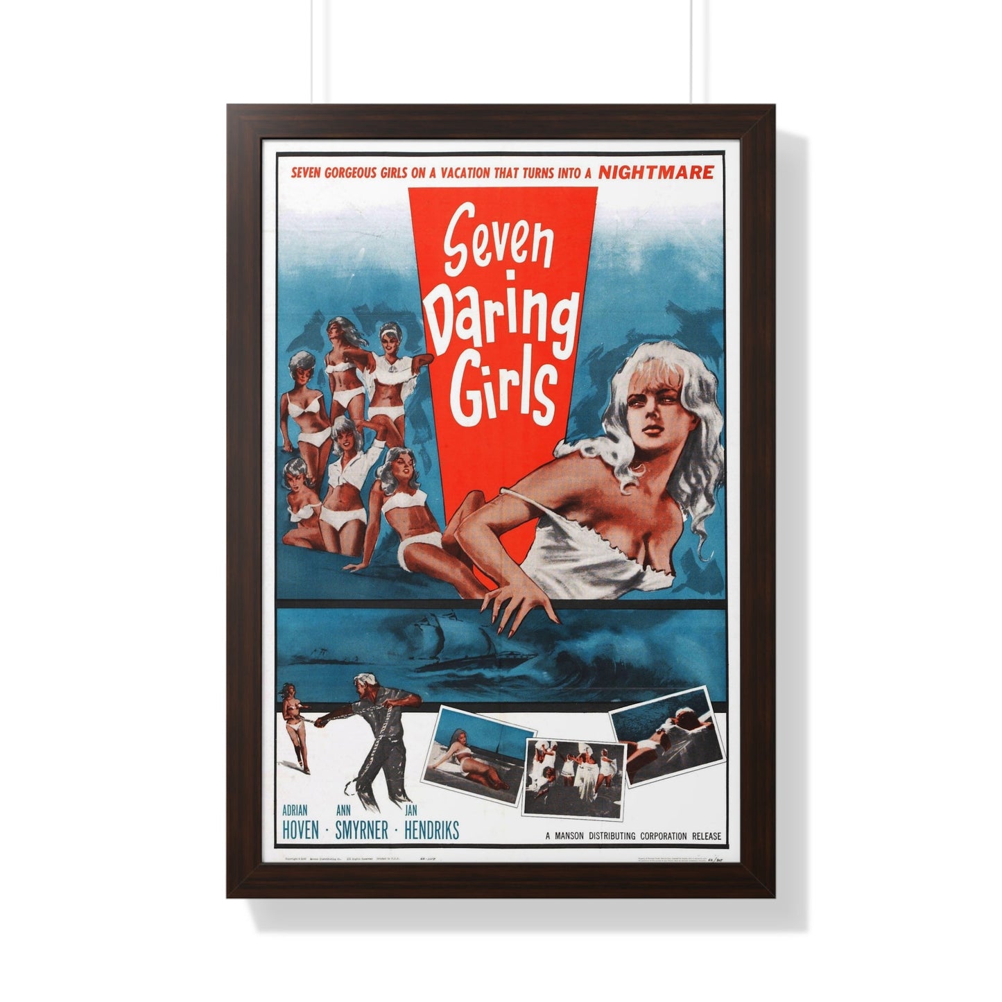 SEVEN DARING GIRLS 1960 - Framed Movie Poster-20" x 30"-The Sticker Space