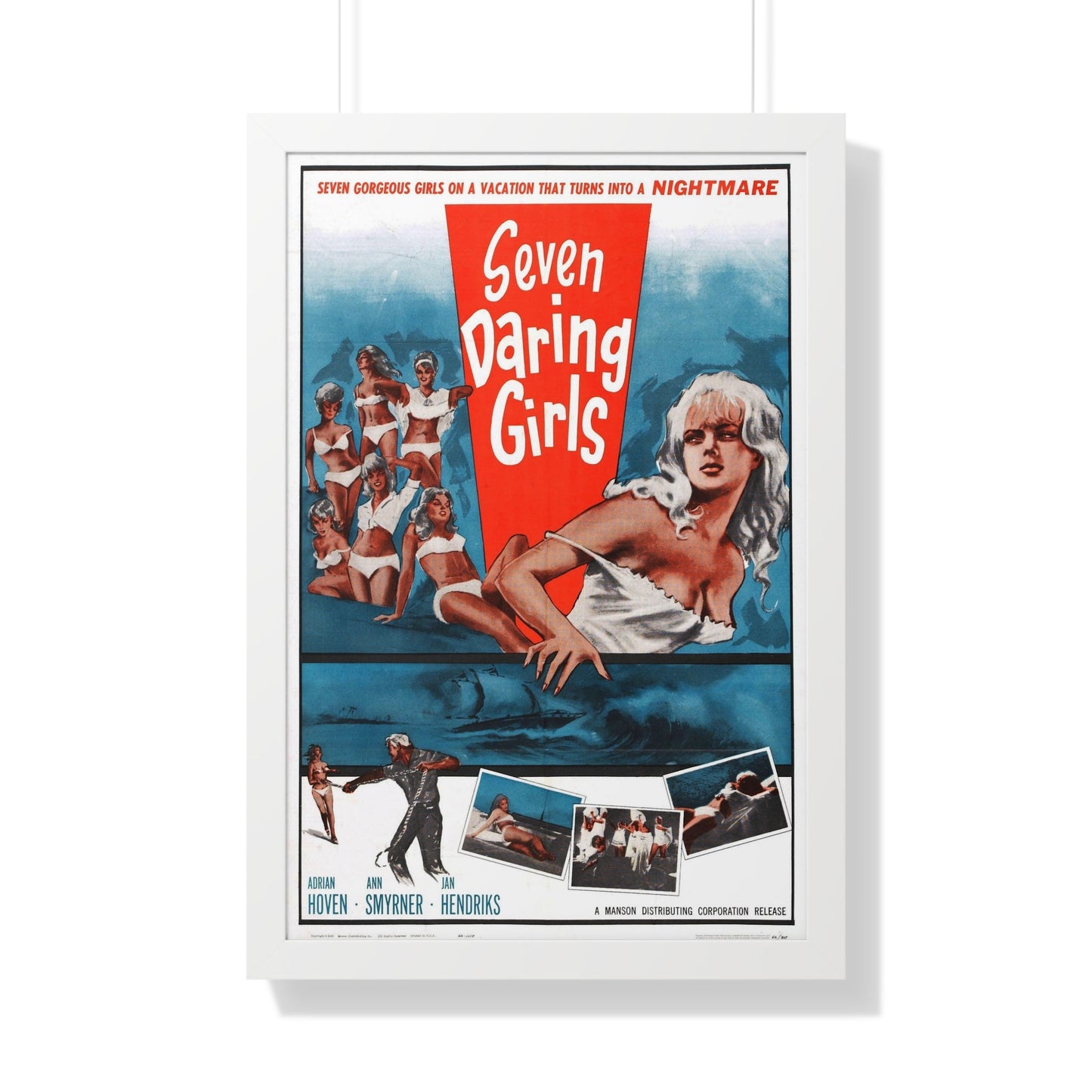 SEVEN DARING GIRLS 1960 - Framed Movie Poster-20" x 30"-The Sticker Space