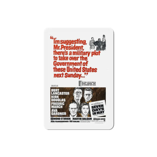 Seven Days in May 1964 Movie Poster Refrigerator Magnet 2 Inch - The Sticker Space